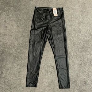 Tummy Tamer Faux Leather Ankle Leggings